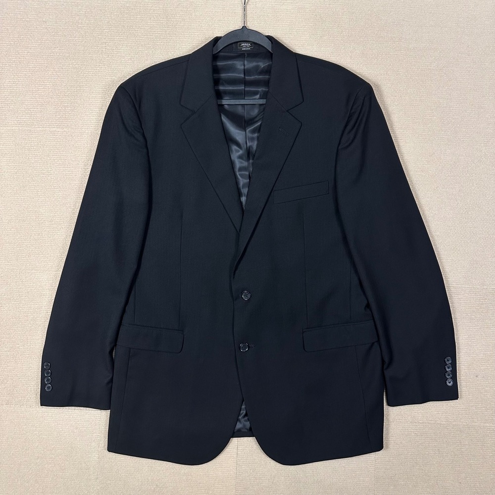 Arrow Suit Jacket Mens 44L Black Two Button Notch Lapel Formal Blazer